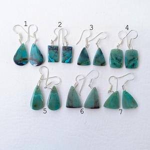 Chrysocolla Earrings, Sterling Silver Earrings, Gemstone Earring, Chunky Crystal Earring, Dainty earrings, Gift for her, Gift for Girlfriend
