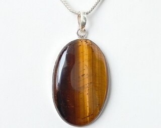Jeweloporium Collana In Argento 925 Con Pietre Naturali: Ciondolo Ovale Onice, Occhio Di Tigre, Ambra E Granato - Fatto A Mano Boho