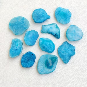 Blue Agate Druzy Slice, Window Agate Slices Bulk, Solar Quartz Druzy Slab, Geode Polished Slabs, Dyed Drusy Slice For Wire-wrap Jewelry, crystal, gemstone, wholesale crystal, crystal cabochon, cabochon, bulk crystal, crystal stone