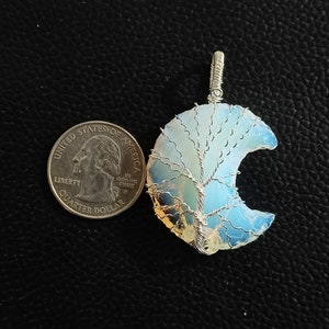 Opalite Moon Tree Pendant, Opalite Moon Pendant, Opalite Tree Of Life Pendant, Opalite Crystal Pendant, Opalite Wire Wrapped Pendant Jewelry