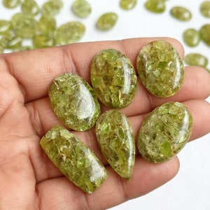 Peridot Cabochon, Peridot Stabilized Gemstone, Peridot Stone, Peridot Beads, Peridot Crystal For Jewelry Making, Gifting, Crystal Collection