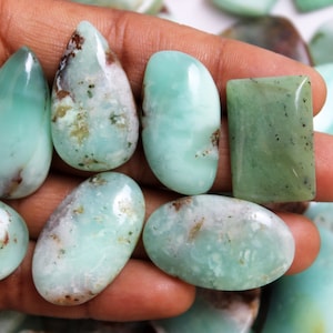 Chrysoprase Gemstone Wholesale LOT, Natural Chrysoprase Cabochon Stones, Chrysoprase Crystal by Carats For Wire-wrap Jewelry Loose Stone