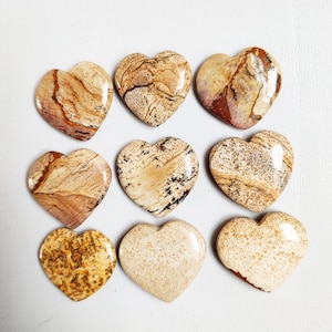 Picture Jasper Heart Cabochon, Heart Stone Beads, Picture Jasper Heart Crystal, Jasper Heart Stone for Wire wrap Rings, Necklace, Pendant