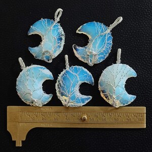 Opalite Moon Tree Pendant, Opalite Moon Pendant, Opalite Tree Of Life Pendant, Opalite Crystal Pendant, Opalite Wire Wrapped Pendant Jewelry