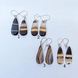 Banded Agate Silver Earrings, Dangle Earrings, 925 Sterling Silver Earrings, Boho Earring, Crystal Earrings, Dainty Earrings, Gifts for her,