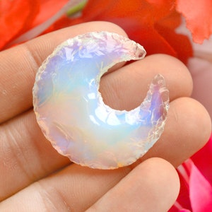 Opalite Crescent Moon, Opalite Moon, Opalite Moon Crystal Healing Stone, Opalite Moon Necklace Stone, Metaphysical Moon for DIY Jewelry