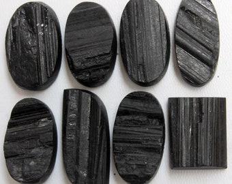 Black Tourmaline Druzy Cabochon, Natural Gemstone Mix