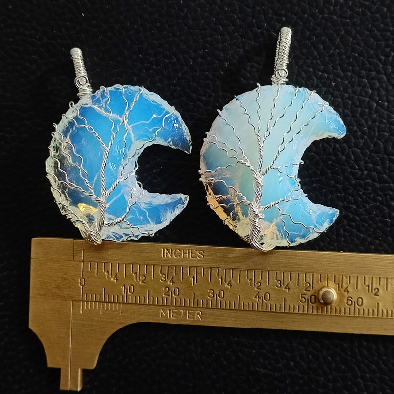 Opalite Moon Tree Pendant, Opalite Moon Pendant, Opalite Tree Of Life Pendant, Opalite Crystal Pendant, Opalite Wire Wrapped Pendant Jewelry