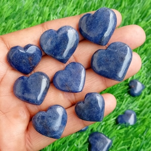 Heart Crystal Blue Aventurine Hearts, Natural Aventurine Heart Crystal, Blue Aventurine Puffy Heart Gemstone for Rings, Studs Jewelry Supply