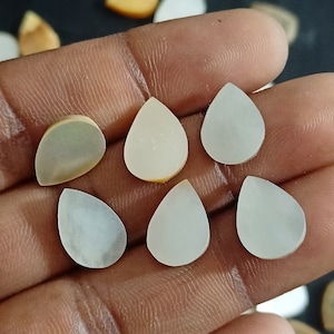 Mother of Pearl Pear Cabochon: MOP Shell Loose Beads, Calibrated Gems (8x12mm-13x18MM)