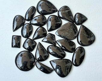 Natural Black Tourmaline Cabochon, Polished Tourmaline Gemstone Wholesale Lot Tourmaline Stone, Mixed Size/Shape For Jewelry Making Stone