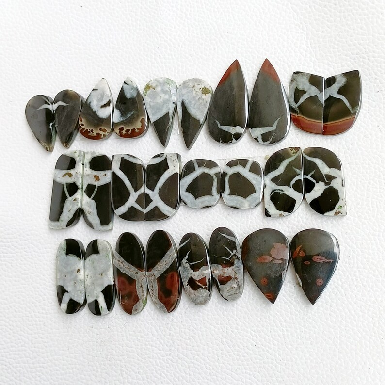 Black Septarian Pair, Black Septarian Earring Pair Stone, Black Septarian Gemstone, Natural Septarian Beads, Earrings Stone Gems Supply, crystal, gemstone, wholesale crystal, crystal cabochon, bulk crystal, crystal stone, cabochon