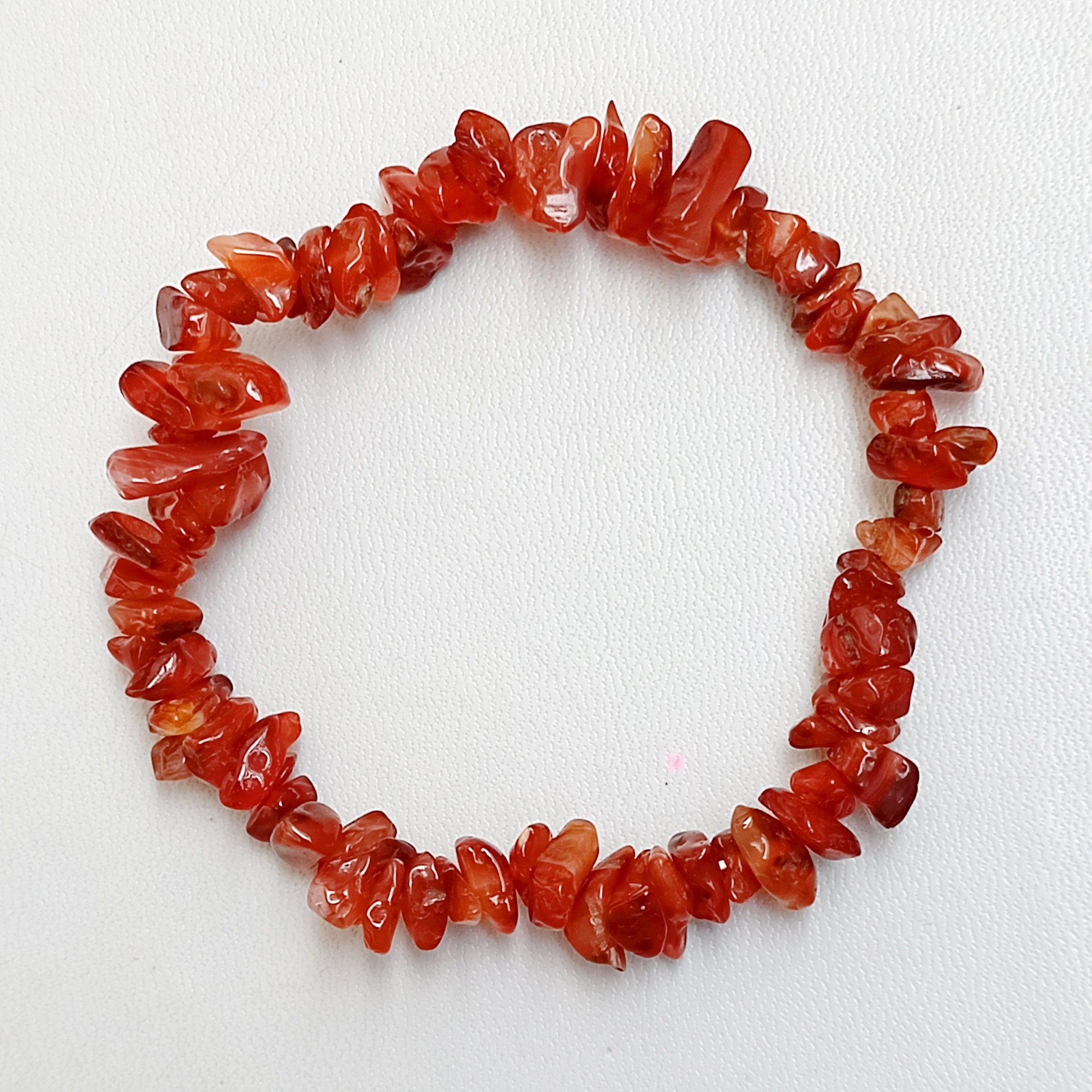 Genuine Solid Red Carnelian Stone Bead Bracelet, Beaded