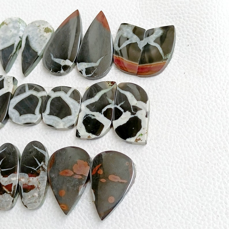 Black Septarian Pair, Black Septarian Earring Pair Stone, Black Septarian Gemstone, Natural Septarian Beads, Earrings Stone Gems Supply, crystal, gemstone, wholesale crystal, crystal cabochon, bulk crystal, crystal stone, cabochon