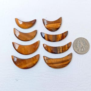 Tigers Eye Moon, crystal moon cabochon, Tiger Eye bulk Crescent Moon crystal Moons gemstone for Moon Pendant Necklaces, Rings, Jewelry Craft