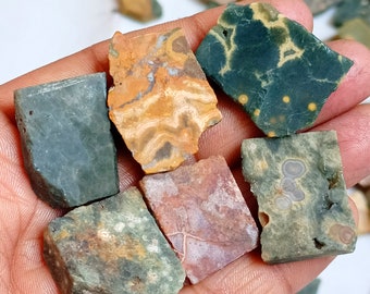 オーシャンジャスパー石板 - 研磨されたオーシャンジャスパースライス