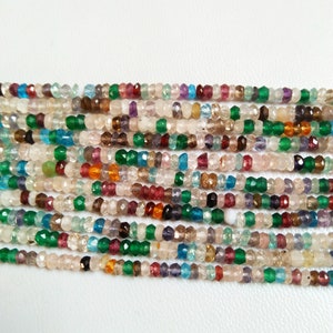 6MM Multi Stone Rondelle Beads, Multi Gemstone Faceted Beads AA+ Quality With .80MM Hole 10&#39;&#39; Per Strand, Loose Gemstone Cut Beads
