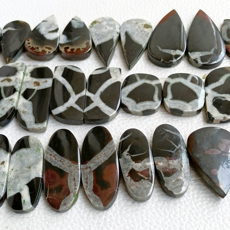 Black Septarian Pair, Black Septarian Earring Pair Stone, Black Septarian Gemstone, Natural Septarian Beads, Earrings Stone Gems Supply, crystal, gemstone, wholesale crystal, crystal cabochon, bulk crystal, crystal stone, cabochon