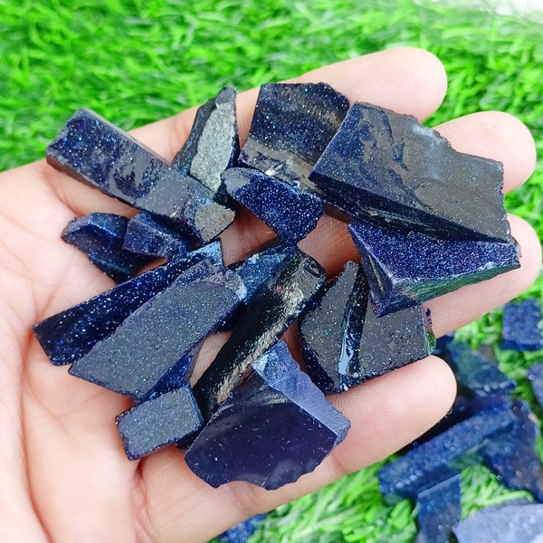 Raw Blue Goldstone Crystal, Goldstone Rough, Goldstone Rough Shards, Goldstone Points for Pendants, Necklace DIY Jewelry Supply