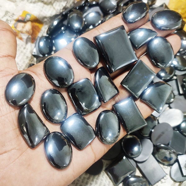 Hematite Crystal Cabochon lot, Natural Hematite Wholesale, Bulk Hematite Beads, Hematite Mix shape Loose Stone by weight for Jewelry supply