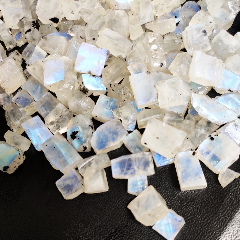 Raw Cabochon Blue Flashy Druzy Gemstone Wholesale Lot Natural Rainbow Moonstone Druzy Mix ShapesSize Rainbow Moonstone Cabochon Stones