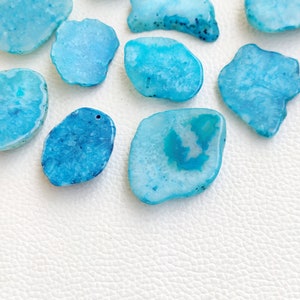 Blue Agate Druzy Slice, Window Agate Slices Bulk, Solar Quartz Druzy Slab, Geode Polished Slabs, Dyed Drusy Slice For Wire-wrap Jewelry, crystal, gemstone, wholesale crystal, crystal cabochon, cabochon, bulk crystal, crystal stone