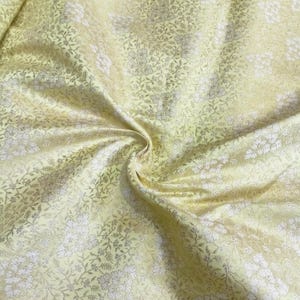 Yellow  and Gold Brocade Fabric By The Yard, Indian Silk Brocade Fabric, Indian Brocade Fabric For Bridal Wedding Dress Fabric By The Yards