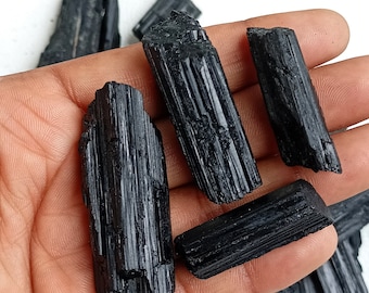 Fragmentos de cristal de turmalina negra en bruto, trozo de turmalina, piedra de turmalina negra, gema de turmalina en bruto, piedra de turmalina para meditación ritual