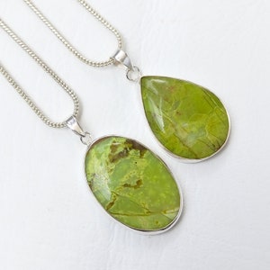 Green Opal Gemstone Pendants, Opal Silver Pendant, Opal Necklace, Silver Boho Crystal Necklace,  Unique Jewelry Gifts For Her, Gifts for Mom