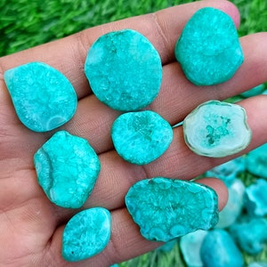 Aqua Green Agate Druzy Slice, Window Agate Druzy Bulk, Solar Quartz Druzy Slab, Geode Polished Slabs, Dyed Drusy Slice For Wire-wrap Jewelry