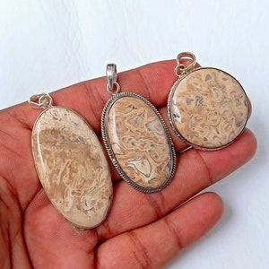 Plume Agate Pendant Necklace: 925 Sterling Silver Boho Charm