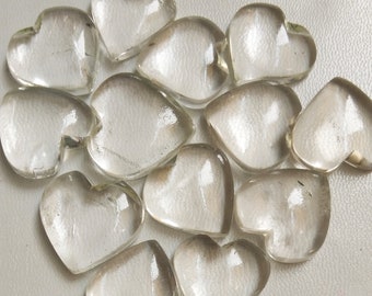 Clear Quartz Heart Gemstone, Carved Crystal Pocket Heart