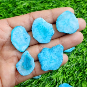 Blue Agate Druzy Slice, Window Agate Slices Bulk, Solar Quartz Druzy Slab, Geode Polished Slabs, Dyed Drusy Slice For Wire-wrap Jewelry, crystal, gemstone, wholesale crystal, crystal cabochon, cabochon, bulk crystal, crystal stone