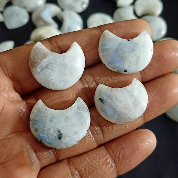 Rainbow Moonstone Moon Crescent Moon Crystal Handcarved Moon
