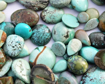 Tibetan Turquoise Wholesale Cabochon, Himalayan Natural Turquoise Gemstone, Bulk Turquoise Healing Stones for Rings, Necklace Jewelry Supply
