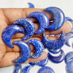 Lapis lazuli Moon, Natural Blue Lapis Crescent Moon Gemstone, Blue Lapis Polished, Half Moon Shaped Cabochons for Rings, Studs Jewelry