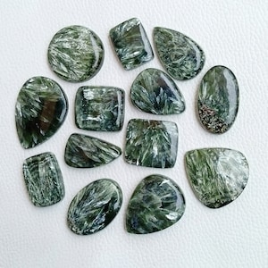 Seraphinite Gemstone, Bulk Seraphinite Cabochon, Wholesale Lot Seraphinite Stone for Rings, Pendants Jewelry Making Supply