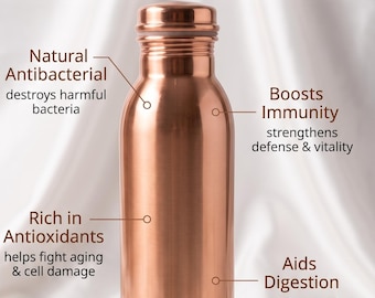 Pure 100% Copper Water Bottle, Luxury Copper Bottle, Yoga Bottle, Handmade Pure Copper Bottle, Leak Proof Bottle Ayurveda, Gym Bottle