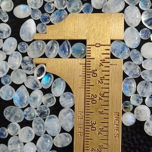 Rainbow Moonstone Mini Cabochon Lot: Blue Flashy Gemstone Mix for Jewelry