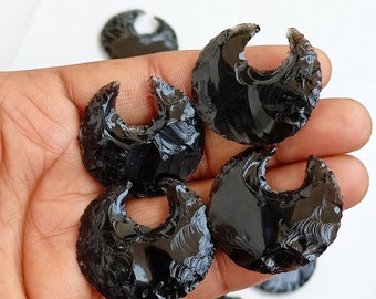 Luna de obsidiana, lunas de cristal, obsidiana arcoíris, cristal lunar, luna creciente, lunas de cristal de opalita negra, luna creciente tallada de opalita