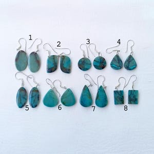 Chrysocolla Earrings, Sterling Silver Earrings, Gemstone Earring, Chunky Crystal Earring, Dainty earrings, Gift for her, Gift for Girlfriend