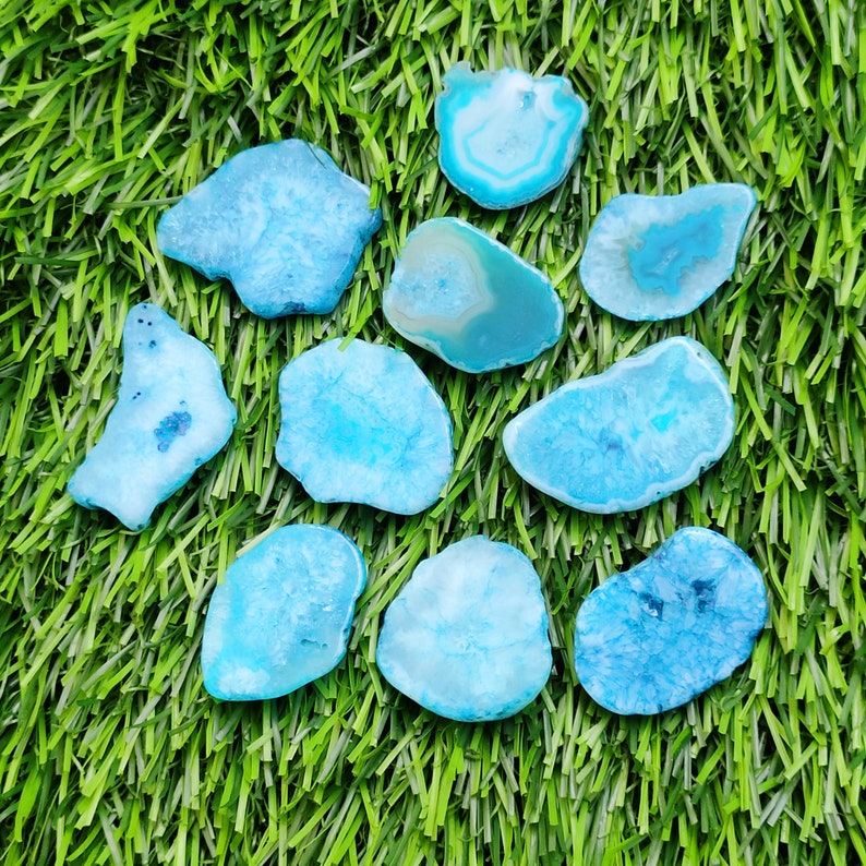 Blue Agate Druzy Slice, Window Agate Slices Bulk, Solar Quartz Druzy Slab, Geode Polished Slabs, Dyed Drusy Slice For Wire-wrap Jewelry, crystal, gemstone, wholesale crystal, crystal cabochon, cabochon, bulk crystal, crystal stone