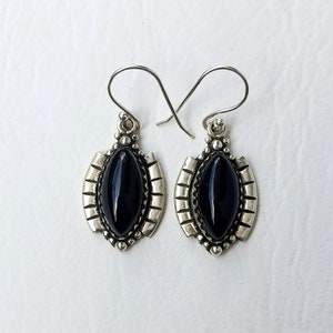 Onyx Earrings, Chunky Silver Hoops, Silver Hoop Earrings, Sterling Silver Earrings, Chunky Silver Earrings hoops Gifts for her, Gift for mom