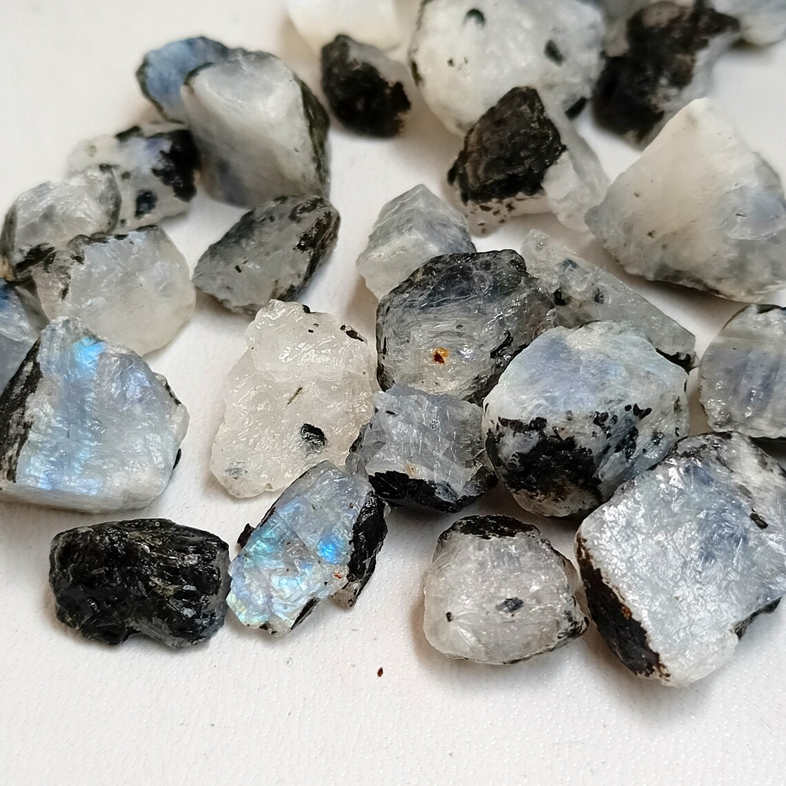 Raw Moonstone Crystals with Black Tourmaline Moonstone Rough Etsy