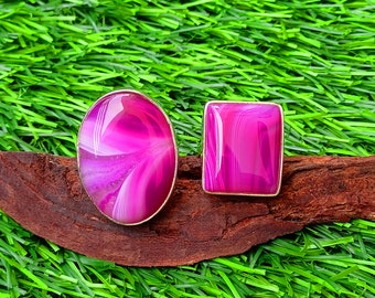 Pink Agate Ring, Sterling Silver Ring, Chunky Rings, Statement Rings,  Handmade Personalized Jewelry, Gifts For Her, Dainty rings for women