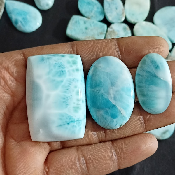 Larimar Gemstone AAA Grade, Natural Larimar Cabochon, Wholesale Larimar Stone, Bulk Larimar Beads, Larimar Jewelry by Weight