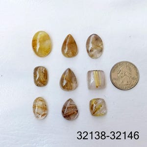Natural Golden Rutile Quartz Stone, Golden Rutile Quartz Gemstone, Wholesale Healing Crystal Cabochon For Rings, Pendant Jewellery Making