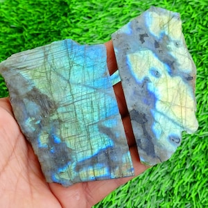 Labradorite Slice, Labradorite Crystal Slab Large Multifire wholesale Labradorite Flat Stone AA Mix Labradorite Unpolished Slice for Jewelry