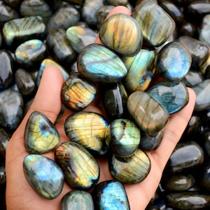 Tumbled labradorite, Tumbled Crystals,  Labradorite Tumbled Stones Wholesale Crystals by Weight Mix Size Labradorite Healing Crystals