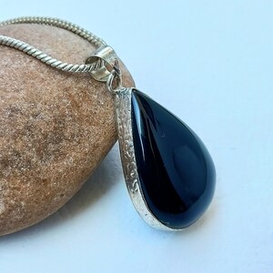 Black Onyx Pendant, 925 Sterling Silver Pendant Necklace, Gemstone Pendants, Boho Necklace, Chunky Jewelery Gifts For Mom, Gifts for her